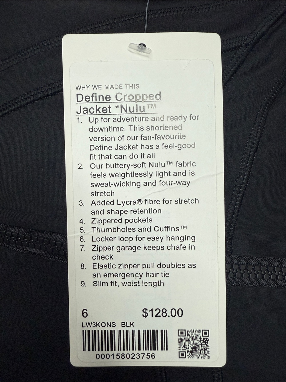 LuluLemon Define Cropped Jacket Nulu in Black - Picture 6 of 7